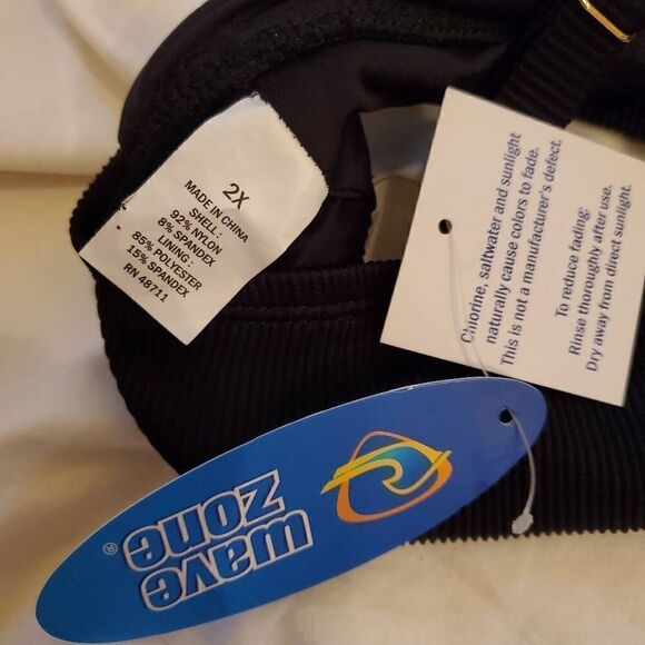 NWT Wave Zone Black Ribbed Bikini Top 2X - Picture 7 of 8